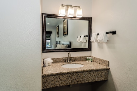 Standard Room, 2 Queen Beds | Bathroom sink. Monterey Surf Inn