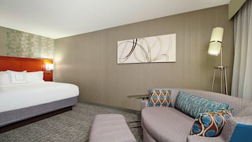 Premium bedding, desk, blackout drapes, iron/ironing board
