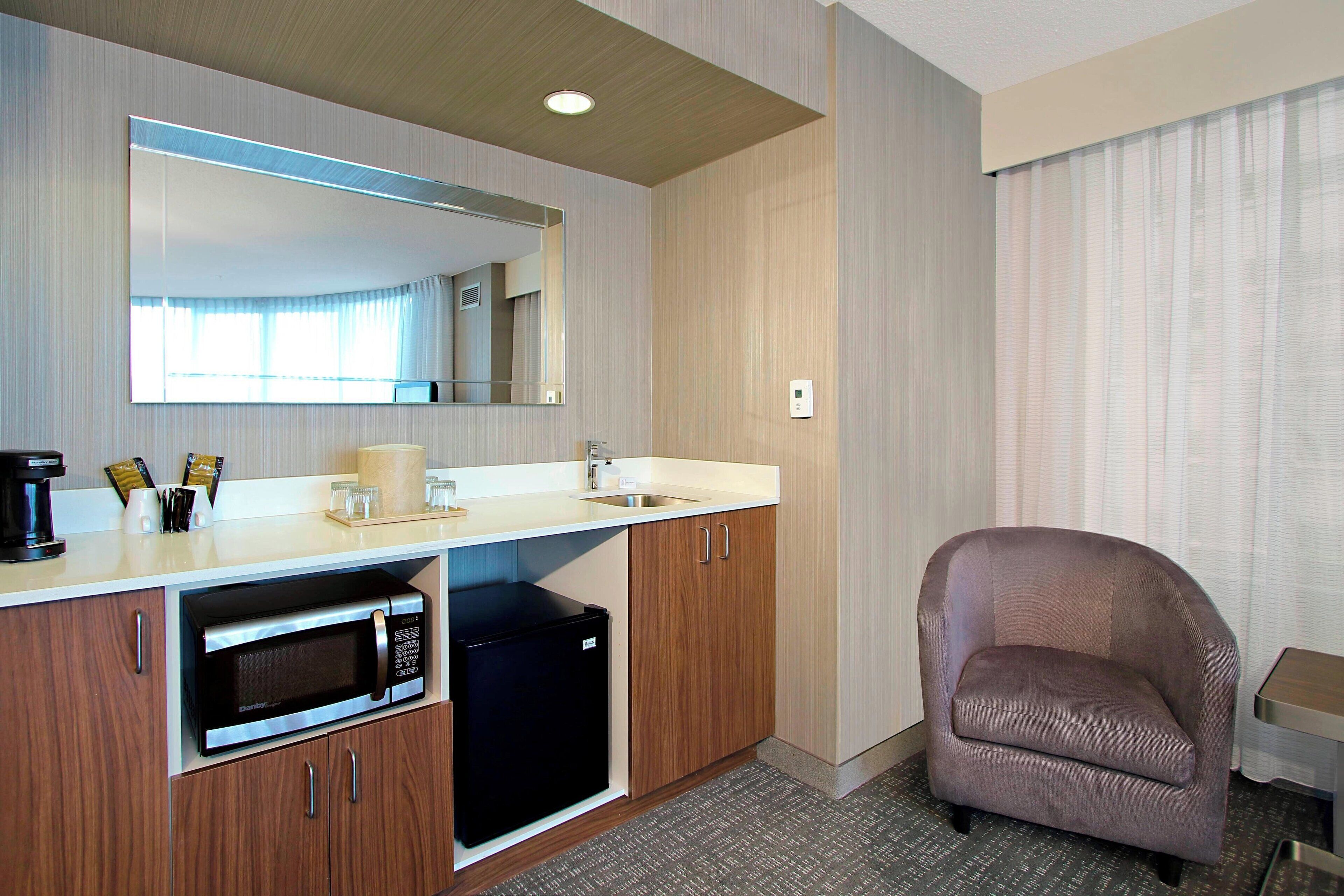 suite, 1 king bed with sofa bed, non smoking | premium bedding, desk, blackout curtains, iron/ironing board