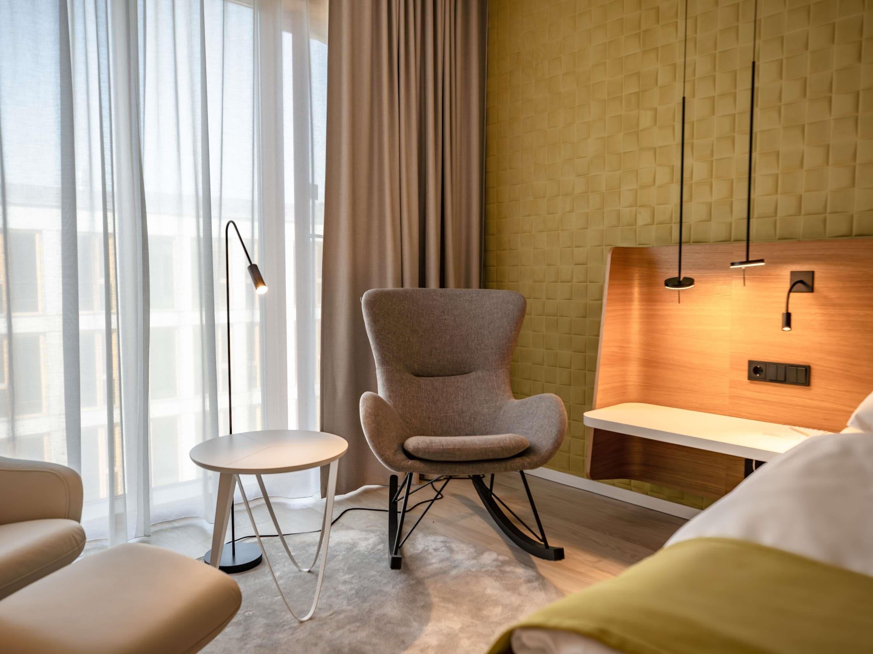 hypo-allergenic bedding, free minibar, in-room safe, blackout curtains