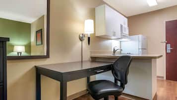 Desk, free WiFi, bed sheets