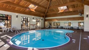 Indoor pool, open 9 AM to midnight, sun loungers