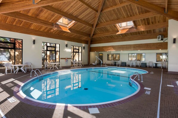 Indoor pool, open 9 AM to midnight, sun loungers