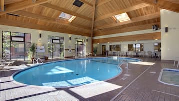 Indoor pool, open 9 AM to midnight, pool loungers