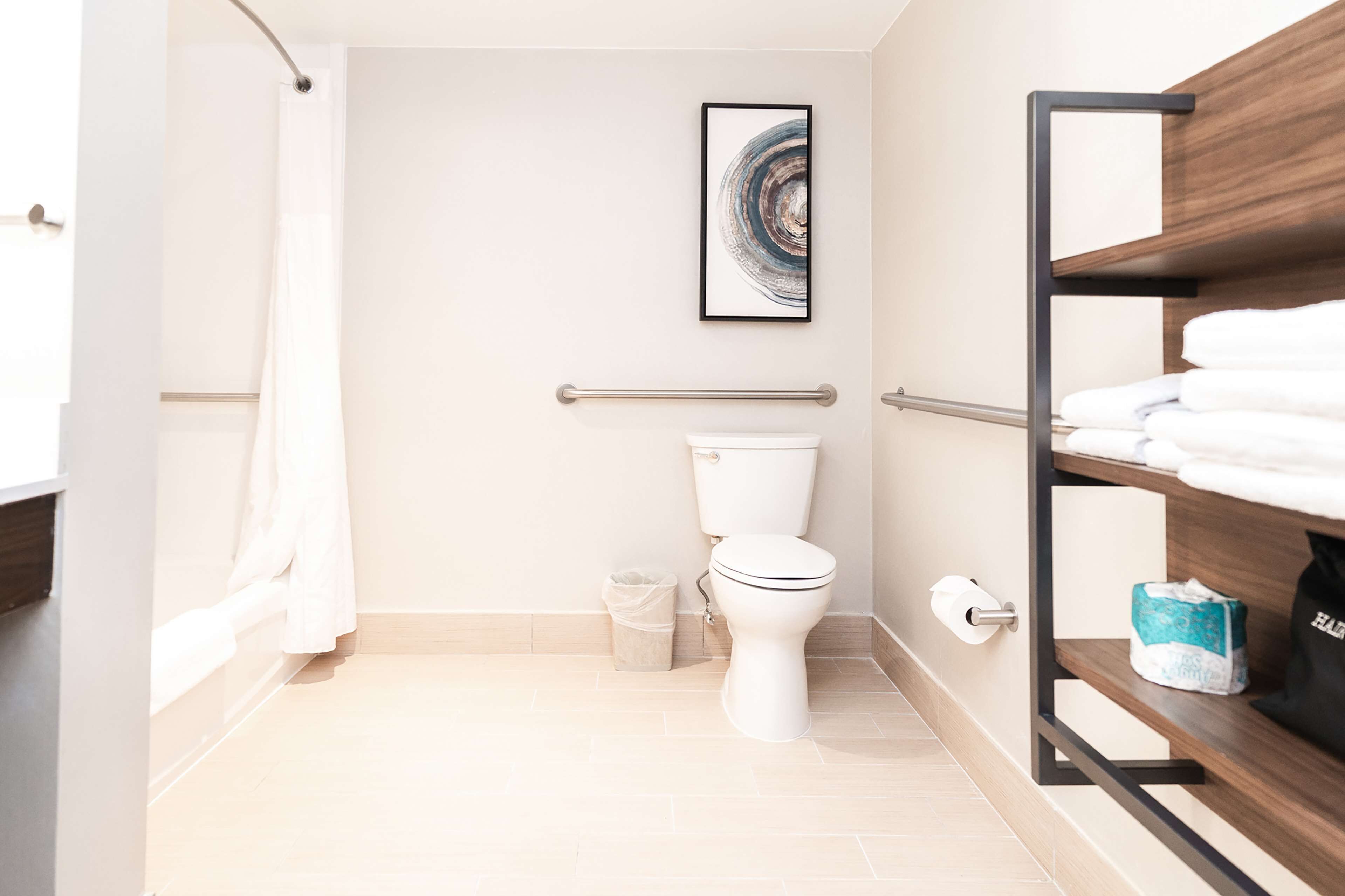 room, 2 queen beds, accessible, bathtub (mobility) | bathroom | designer toiletries, hair dryer, towels