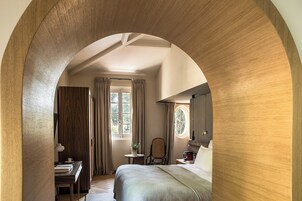 Deluxe Room, Terrace, Pool View | Premium bedding, in-room safe, individually decorated