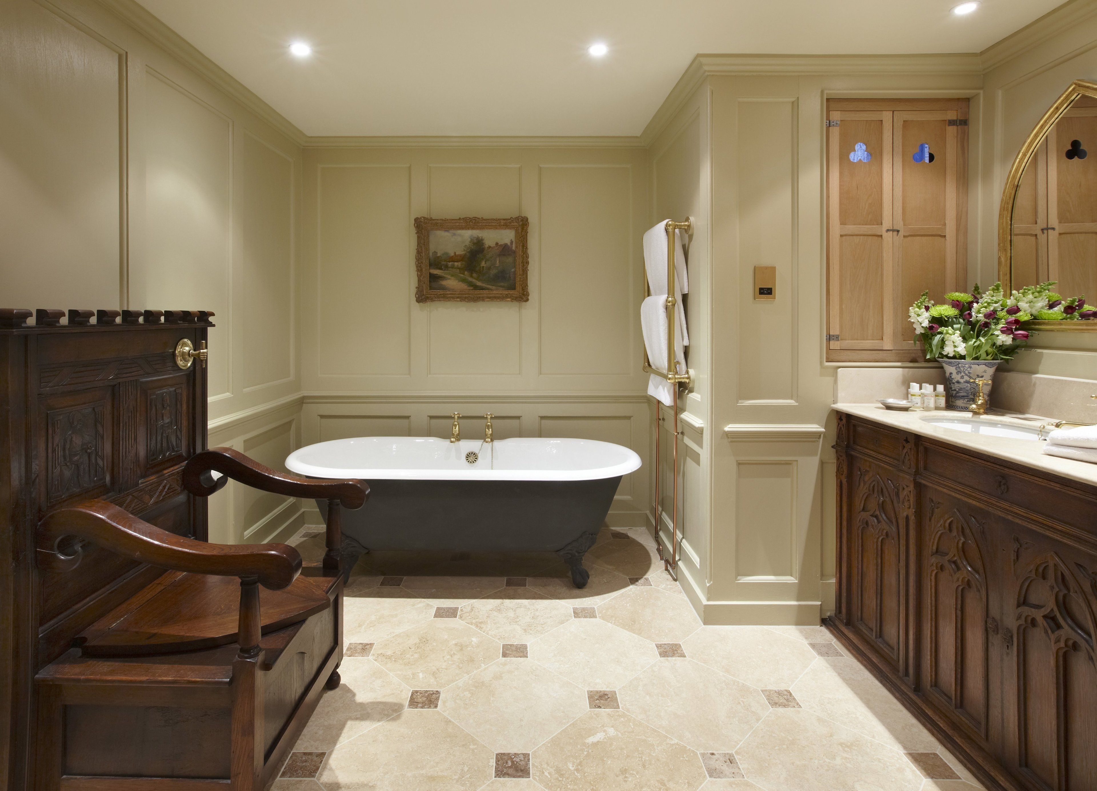 deluxe room, 1 king bed | bathroom | designer toiletries, hair dryer, bathrobes, slippers