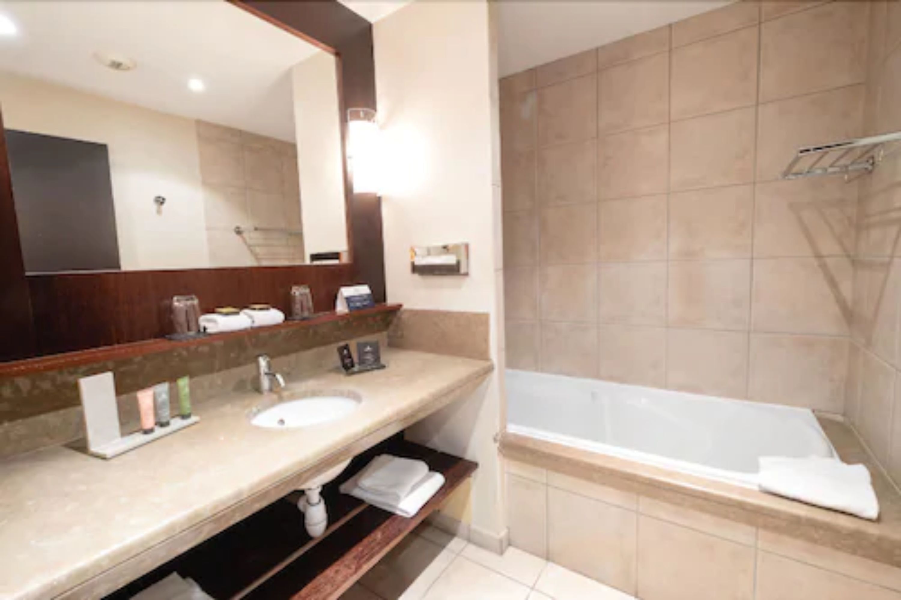 free toiletries, hair dryer, towels