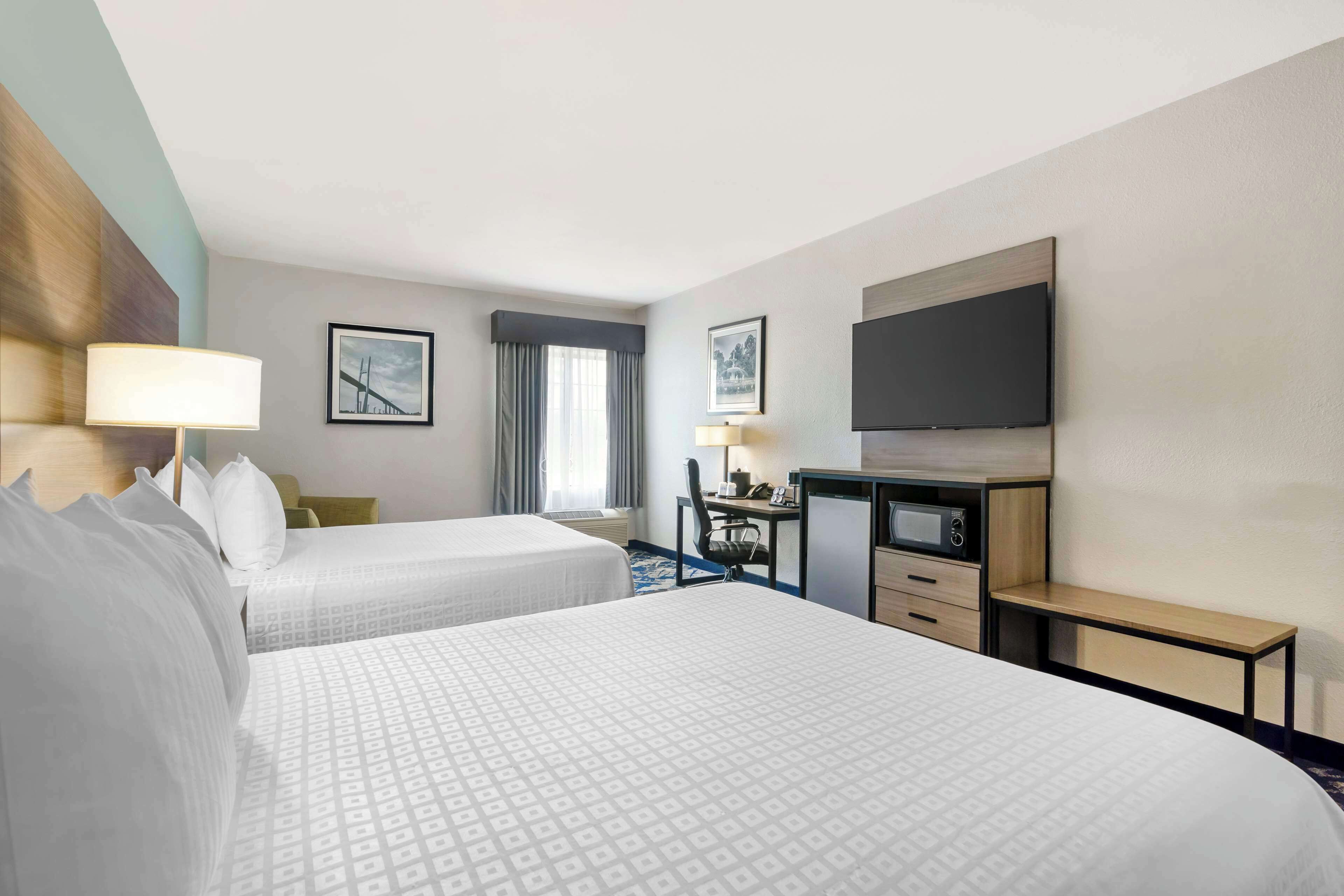 suite, 2 queen beds, accessible, non smoking | 1 bedroom, premium bedding, desk, laptop workspace