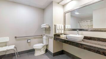 Suite, 2 Queen Beds, Accessible, Bathtub | Bathroom | Combined shower/bathtub, free toiletries, hair dryer, towels