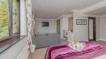 Desk, blackout curtains, iron/ironing board, free WiFi