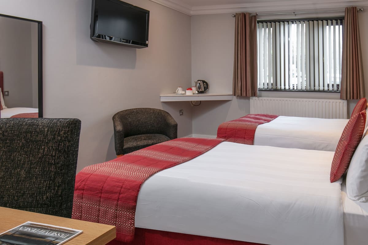 Desk, blackout curtains, iron/ironing board, free WiFi