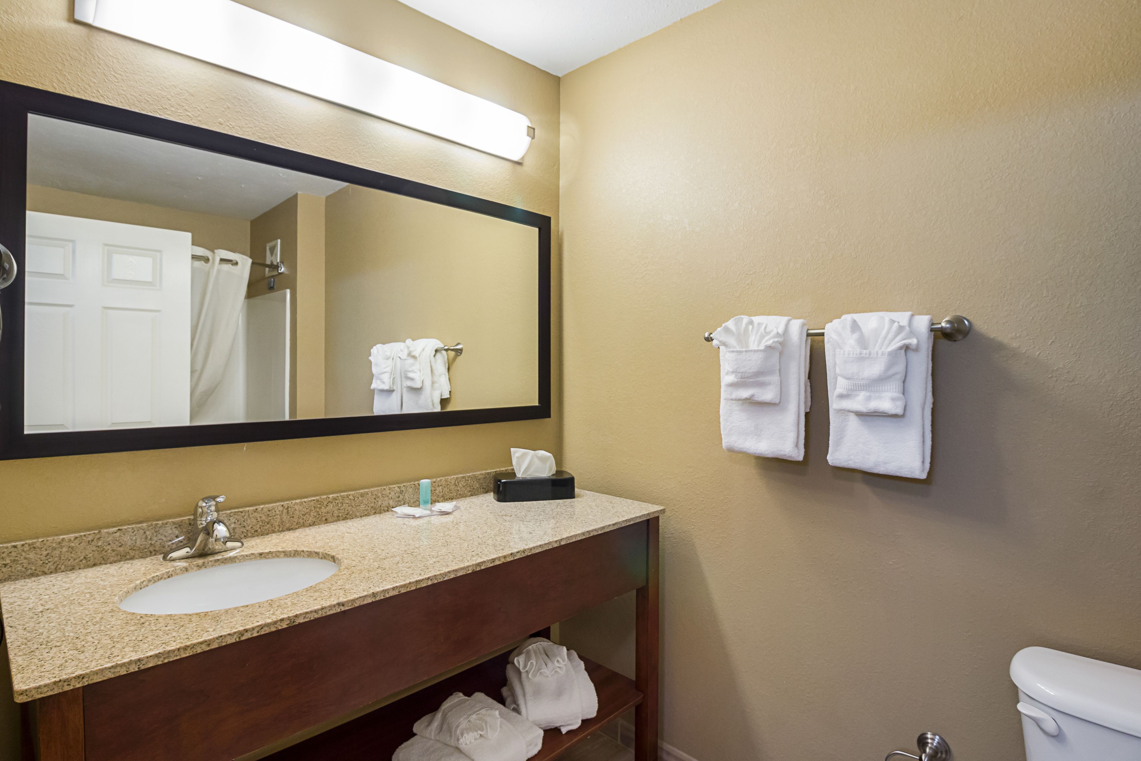 A bathroom with a sink, mirror, towel rack, and toilet.