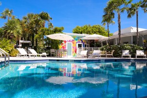 Outdoor pool, sun loungers