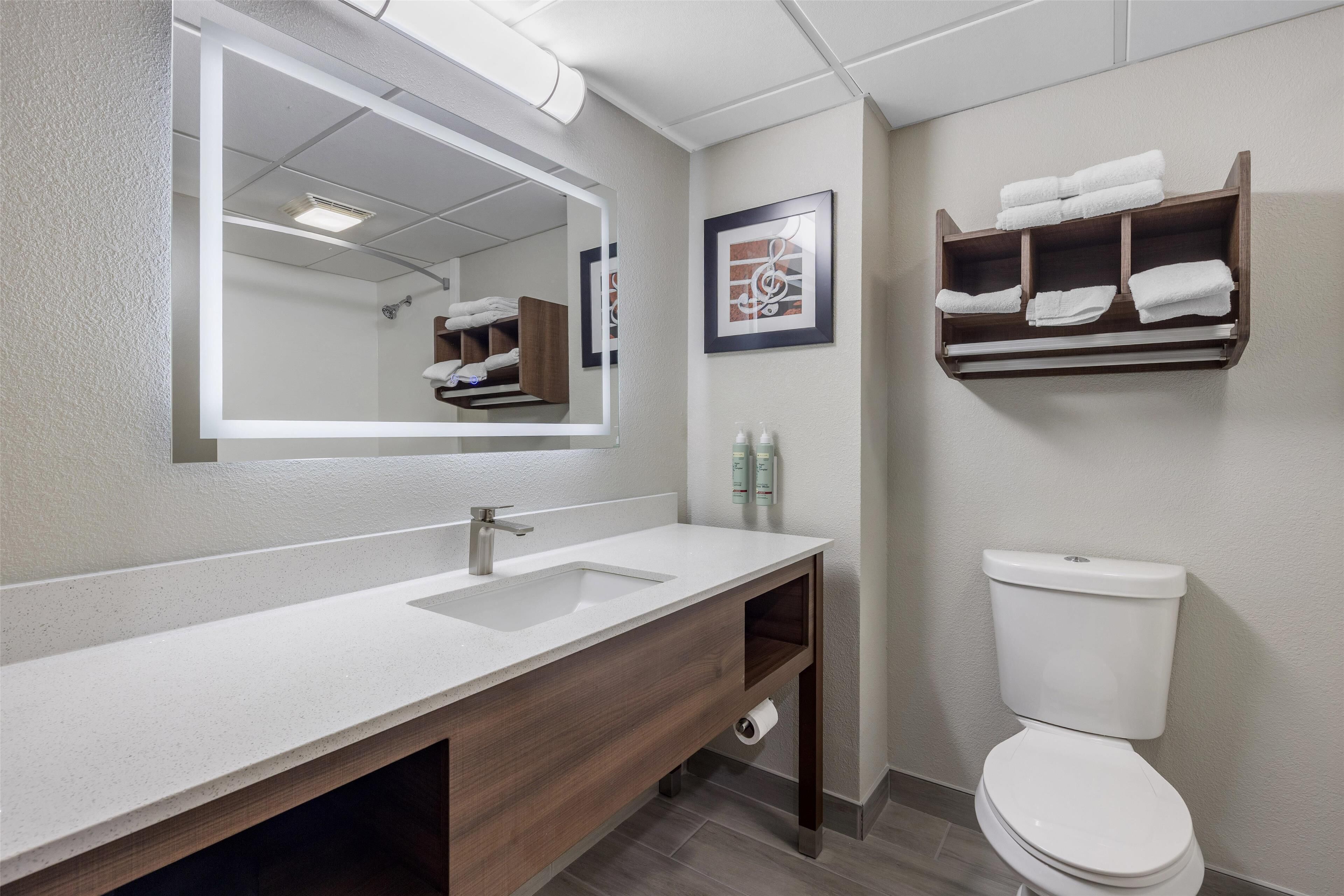 Habitación estándar, 1 cama de matrimonio grande, no fumadores | Baño | Artículos de higiene personal gratuitos, secador de pelo y toallas
