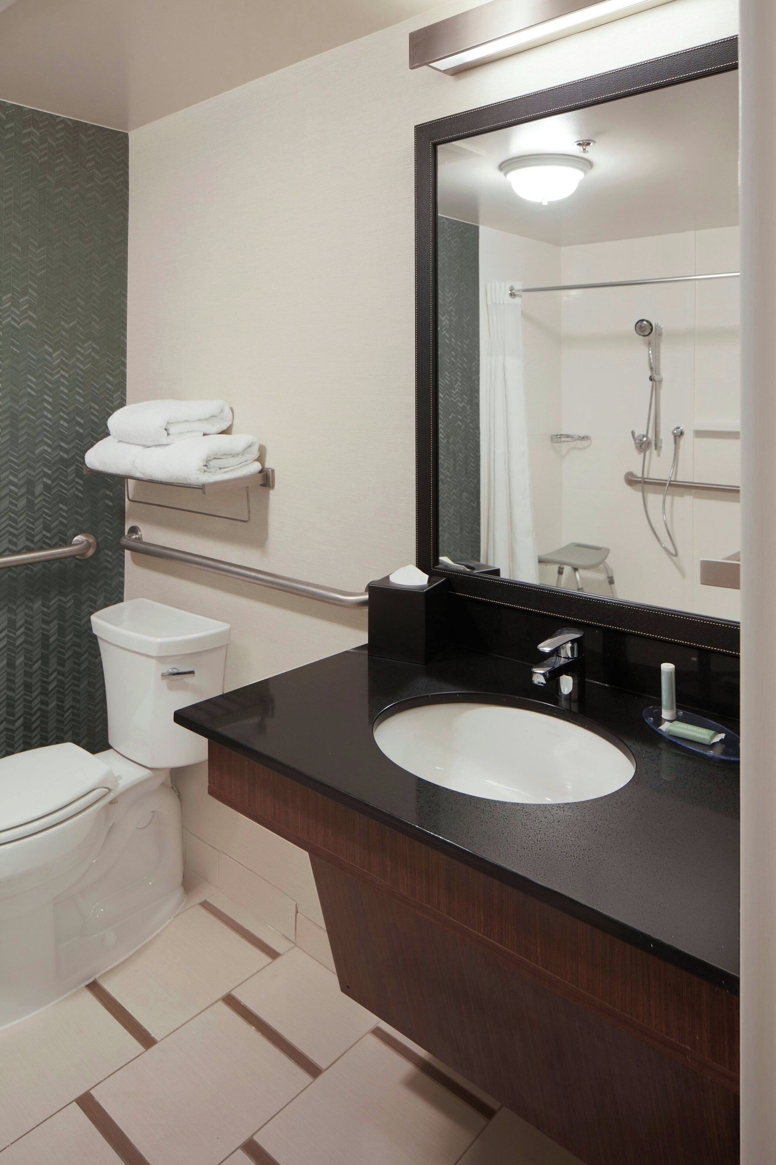 free toiletries, hair dryer, towels