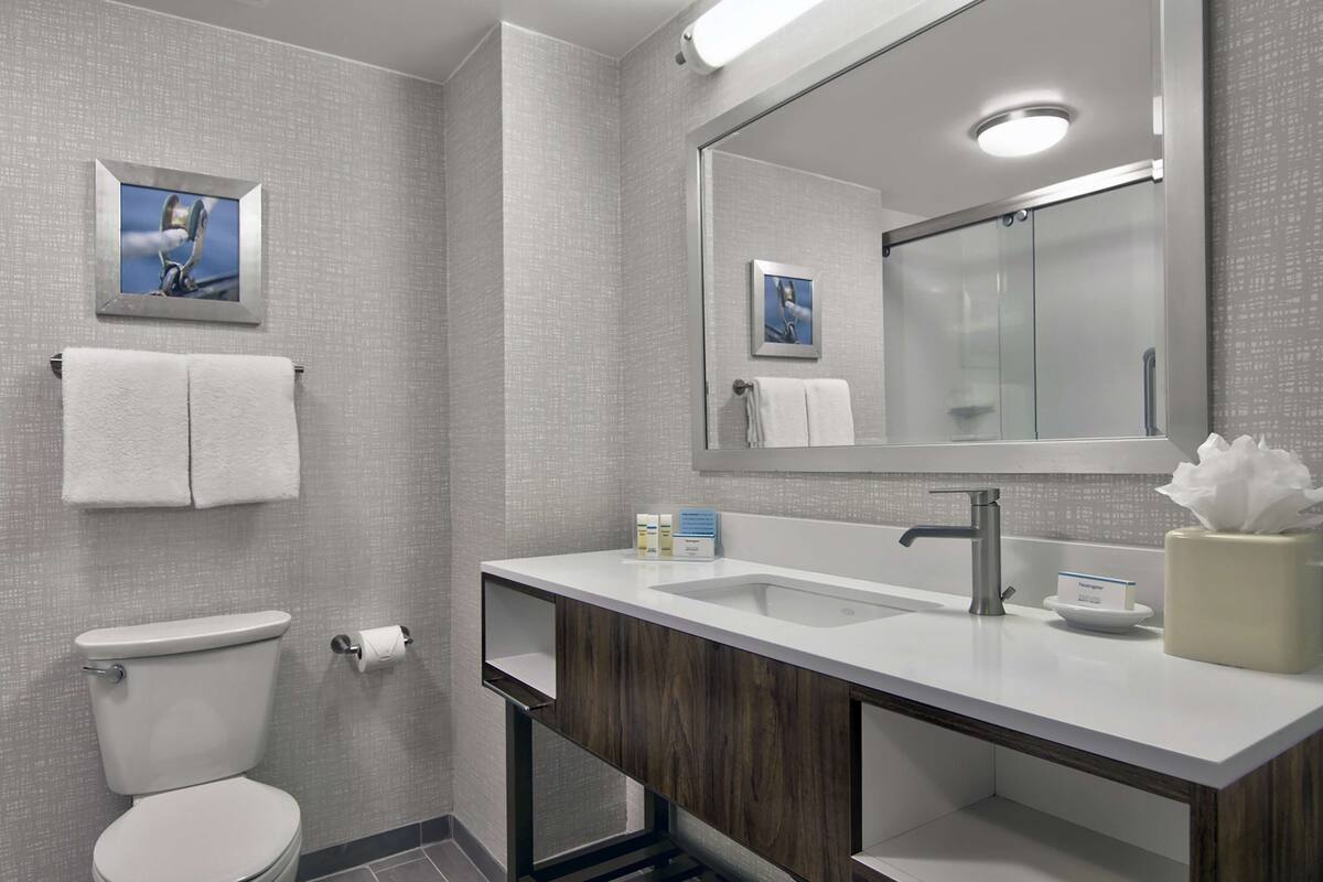 free toiletries, hair dryer, towels, soap