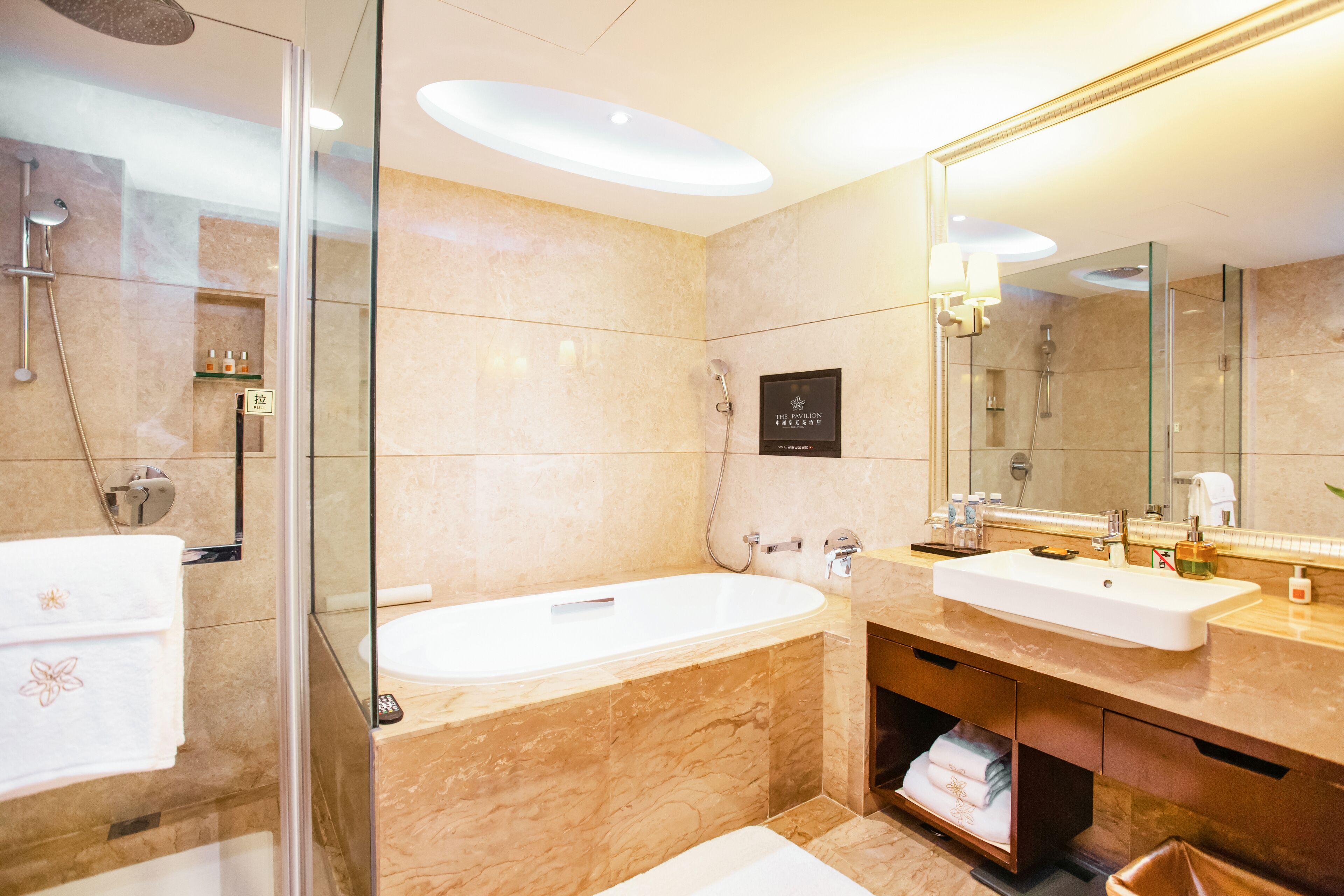 deluxe executive room | bathroom | shower, free toiletries, hair dryer, dressing gowns