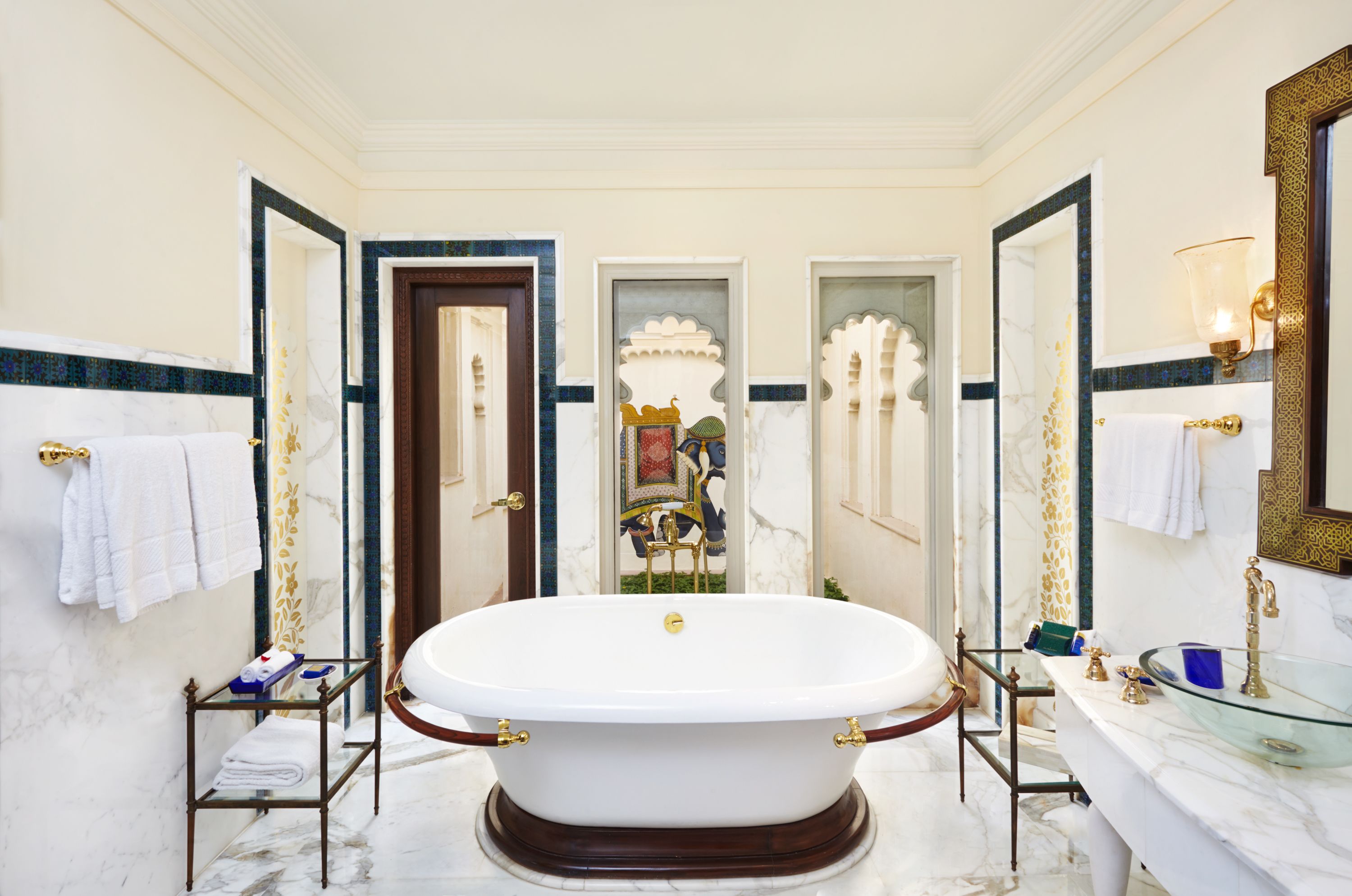 luxury suite, private pool | bathroom | separate bathtub and shower, deep-soaking bathtub, designer toiletries