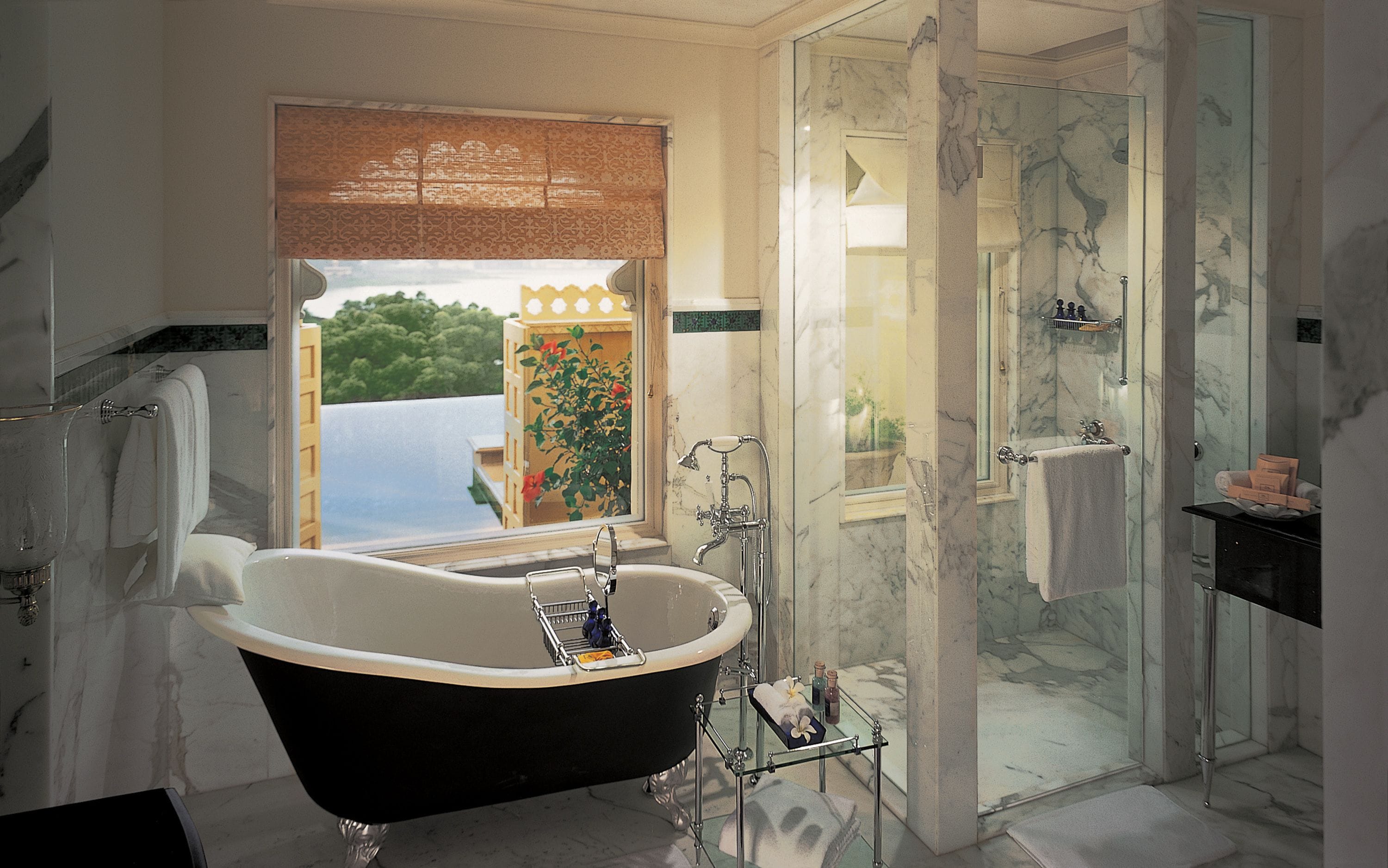 premier room (semi private pool) | bathroom | separate bathtub and shower, deep-soaking bathtub, designer toiletries