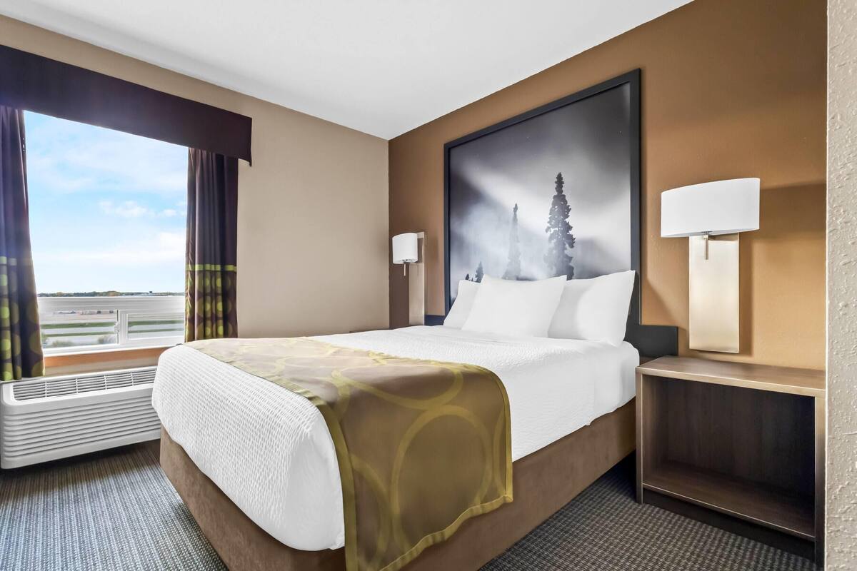 Suite, 1 Queen Bed | Desk, iron/ironing board, WiFi (free), bed sheets