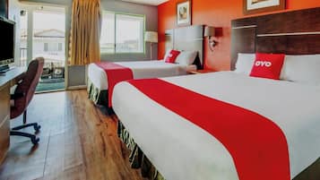 Room, 2 Queen Beds, Non Smoking | Desk, iron/ironing board, free WiFi, bed sheets