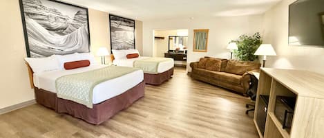 Suite, 2 Queen Beds, Non Smoking | Pillowtop beds, blackout drapes, iron/ironing board