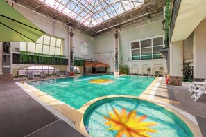 Indoor pool, open 8:00 AM to 9:30 PM, pool umbrellas, lifeguards on site - Grand Noble Hotel (Dongguan)