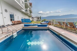 Indoor pool, outdoor pool, pool loungers