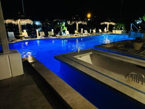 Outdoor pool, pool loungers