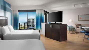 Premium bedding, down comforters, pillowtop beds, in-room safe