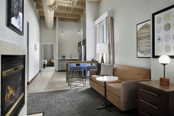 37-inch flat-screen TV with cable channels, Smart TV, pay movies