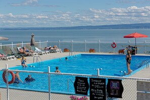 Outdoor pool, pool umbrellas