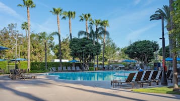 Outdoor pool, pool loungers