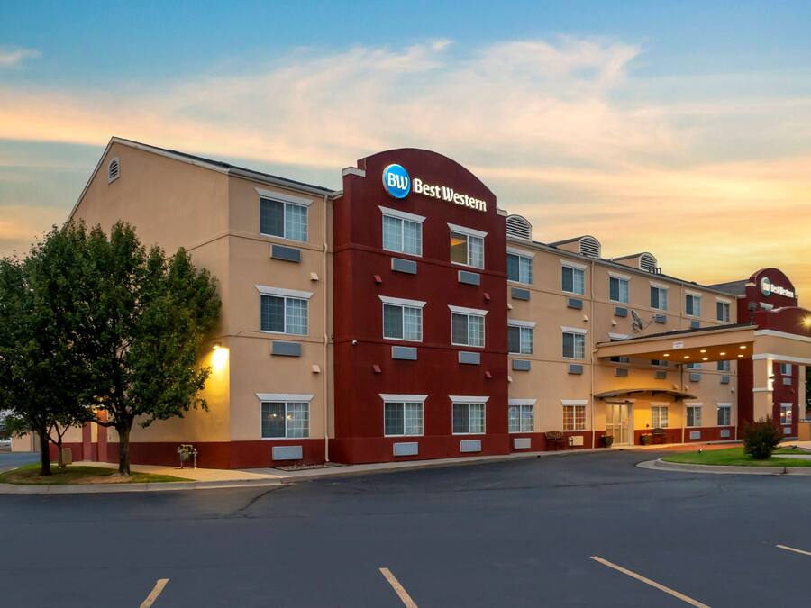 A Best Western hotel with a modern design, multiple floors, and a well-lit entrance.