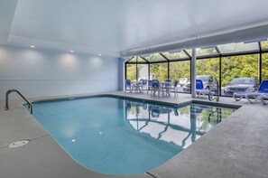 Indoor pool, open 10:00 AM to 9:00 PM, sun loungers