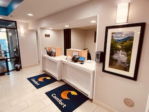 Check-in and unwind in our welcoming reception area, featuring a comfortable seating area and a friendly reception desk.