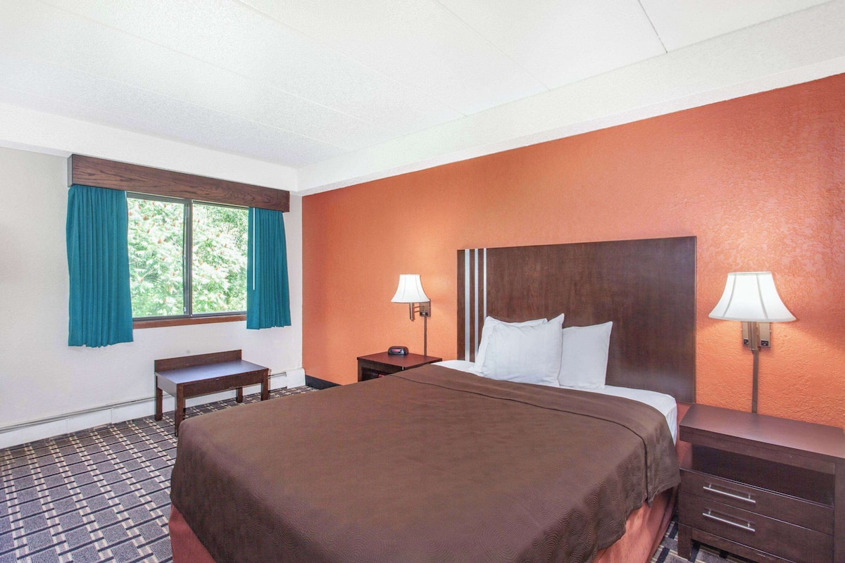 Room, 1 Queen Bed, Non Smoking | Desk, blackout drapes, iron/ironing board, free cribs/infant beds