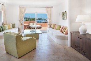 Presidential Suite, 2 Bedrooms, Balcony, Sea View | Living room | Flat-screen TV, pay movies