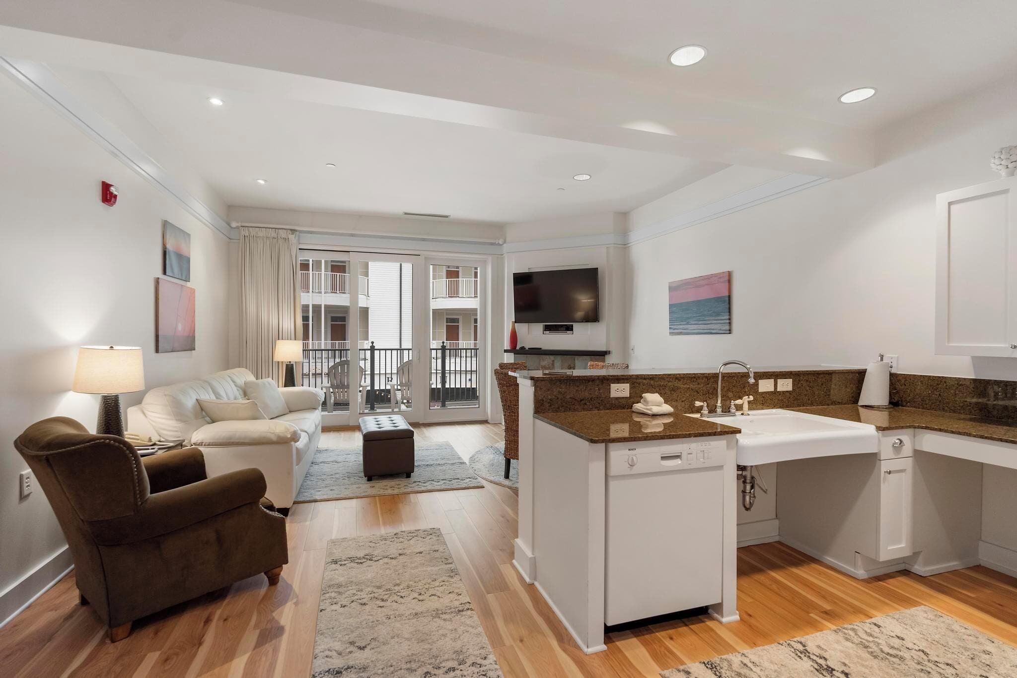 lodge suite village view | living area | flat-screen tv, fireplace