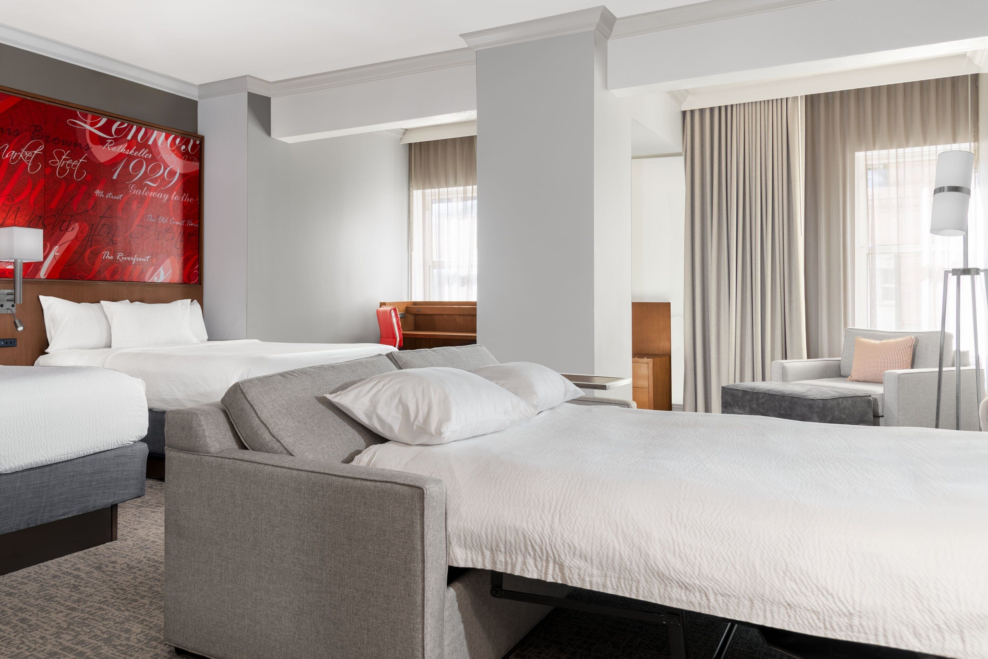 junior suite, multiple beds | premium bedding, in-room safe, blackout curtains, iron/ironing board