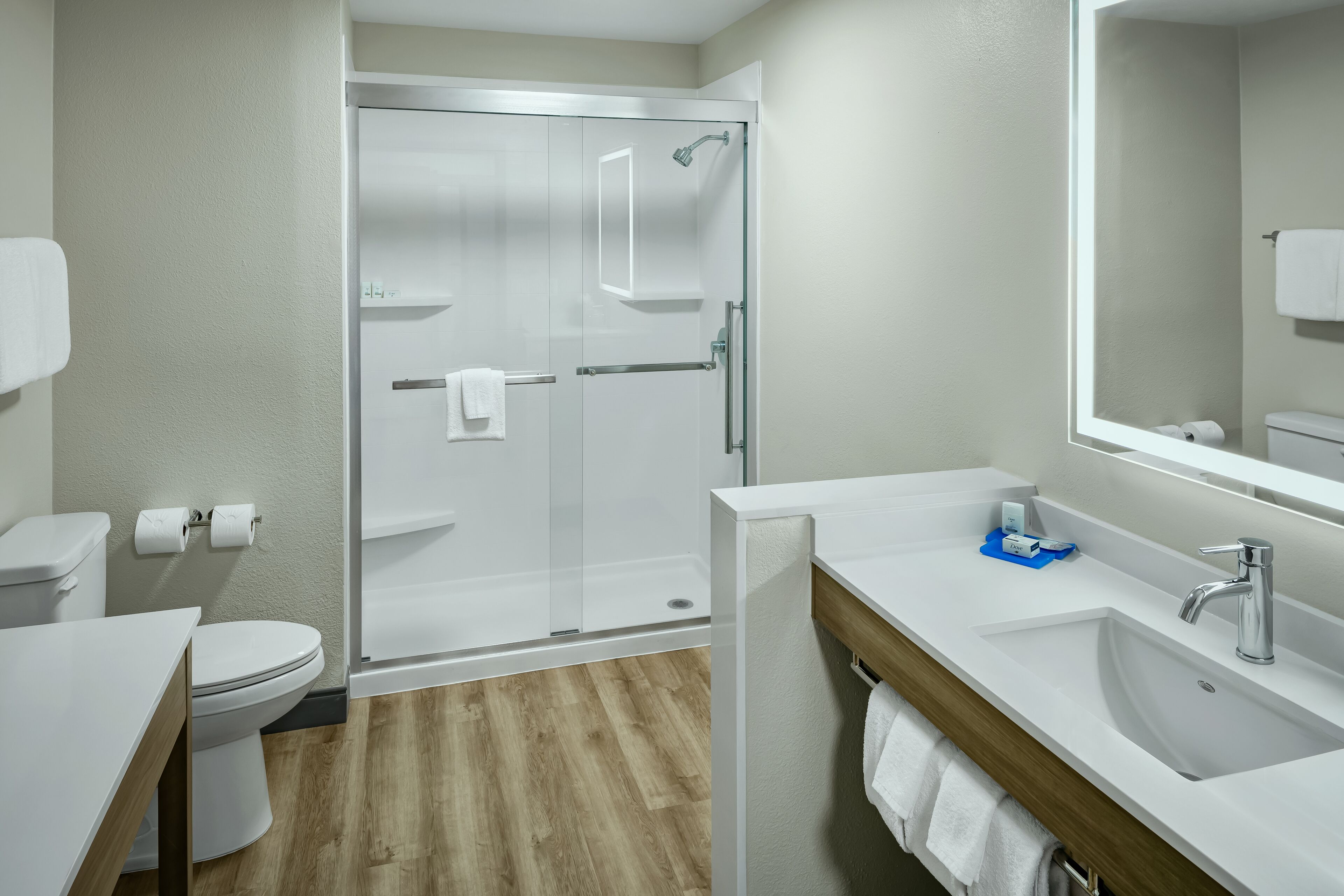 free toiletries, hair dryer, towels