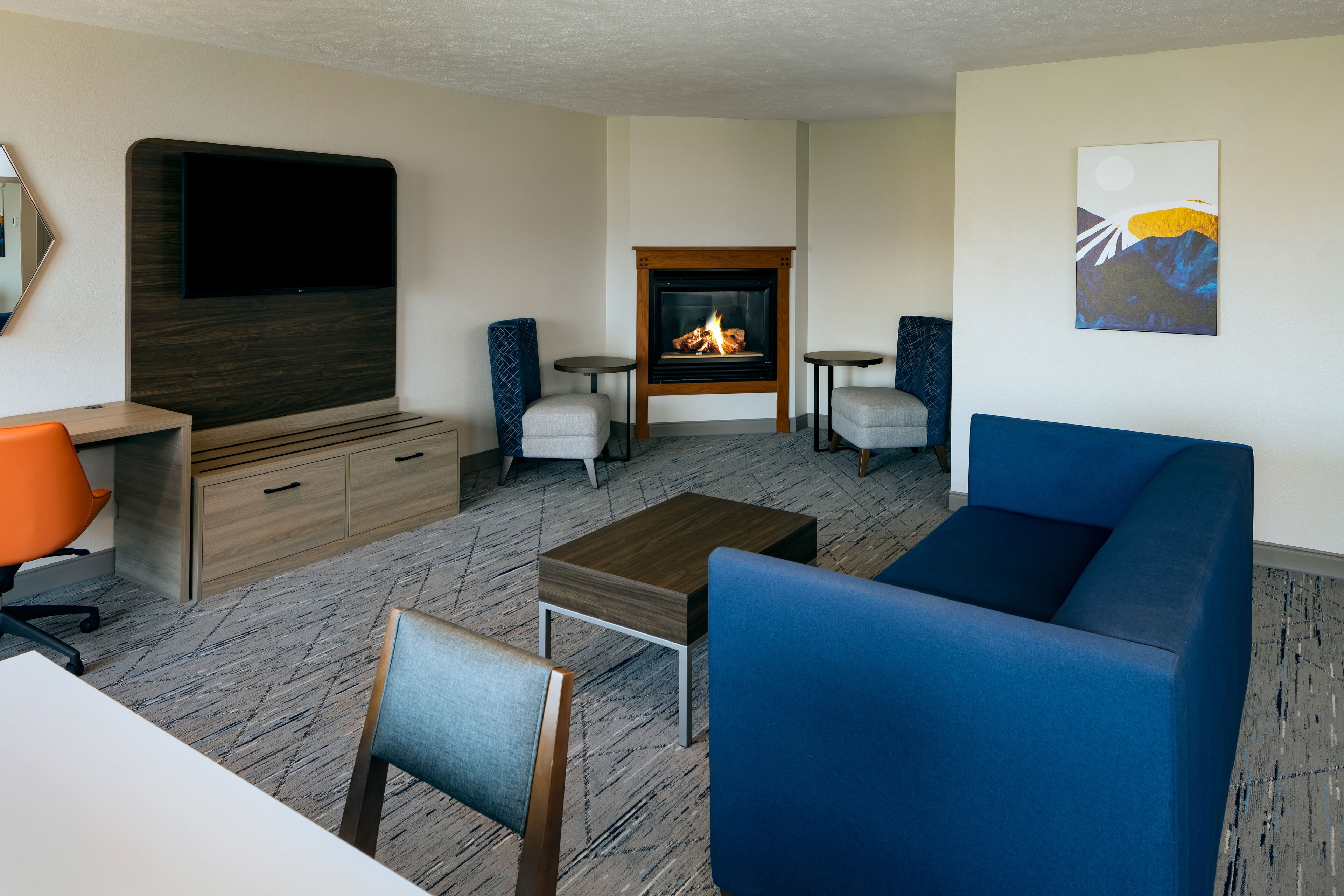 1 bedroom, desk, blackout curtains, iron/ironing board