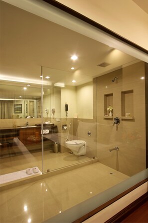 Executive Room | Bathroom | Deep soaking tub, rainfall showerhead, designer toiletries, bathrobes - Hotel Express Residency (Vadodara)