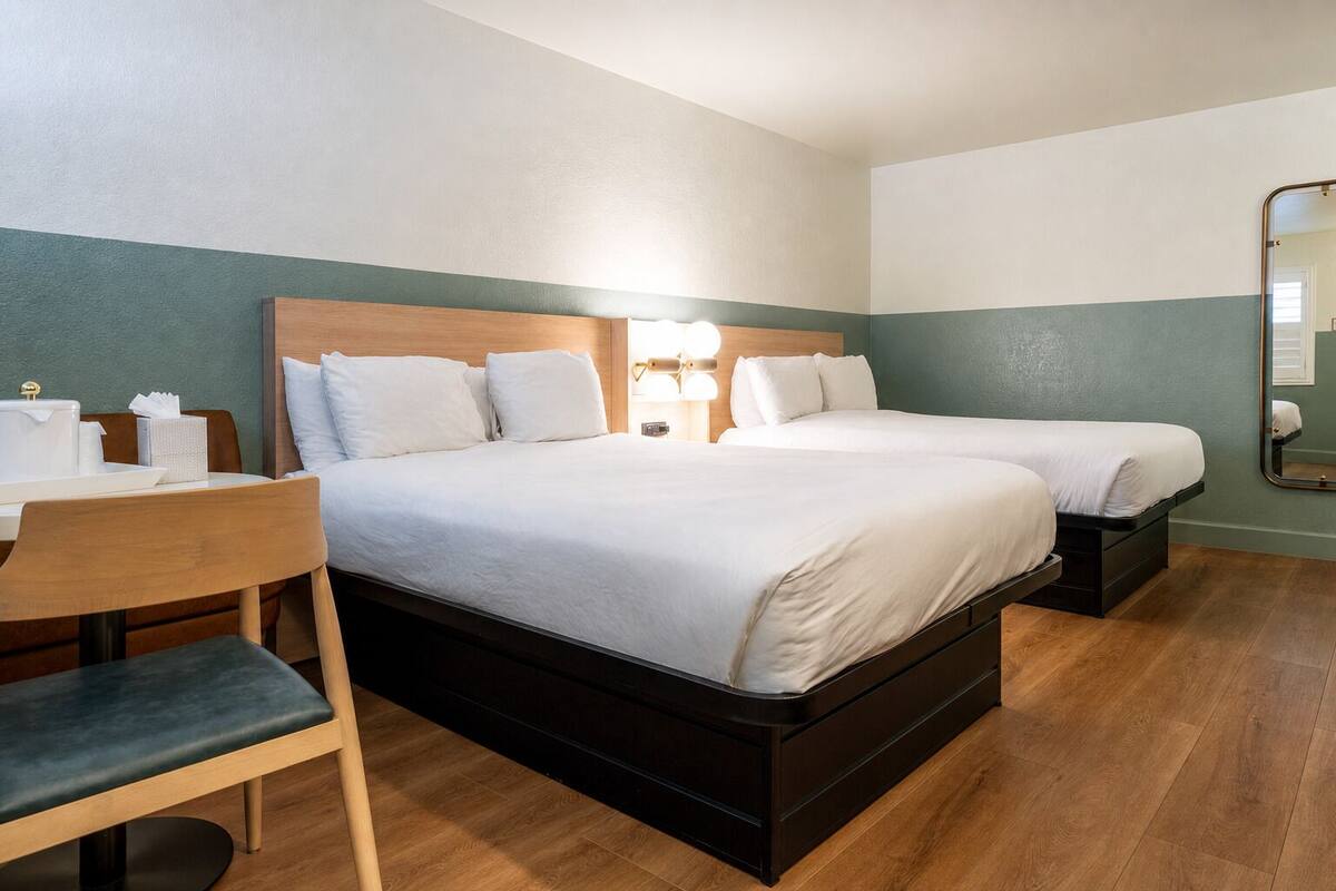 Room, 2 Queen Beds | Desk, iron/ironing board, WiFi (free), bed sheets