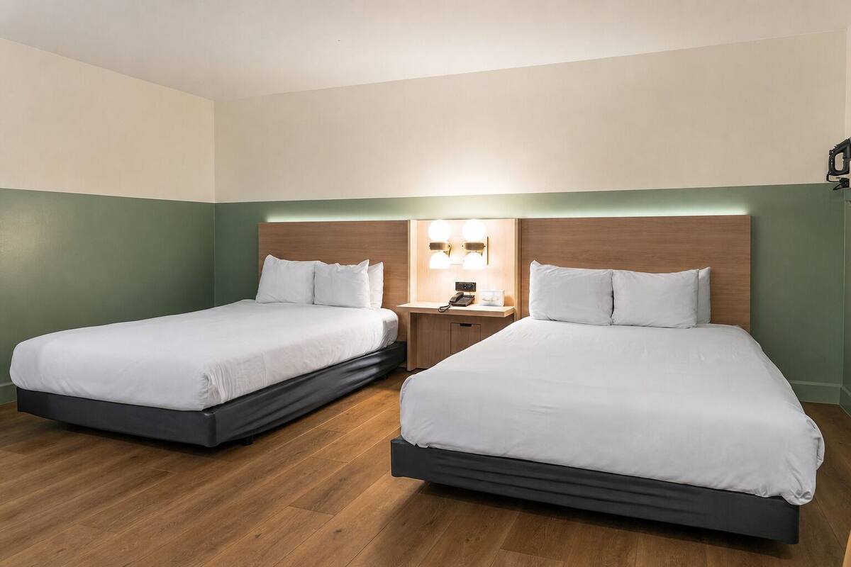 Room, 2 Queen Beds, Accessible | Desk, iron/ironing board, WiFi (free), bed sheets