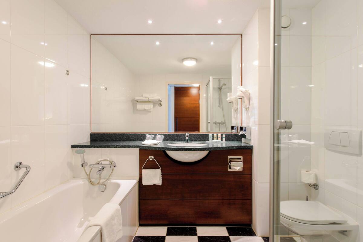 free toiletries, hair dryer, towels, soap