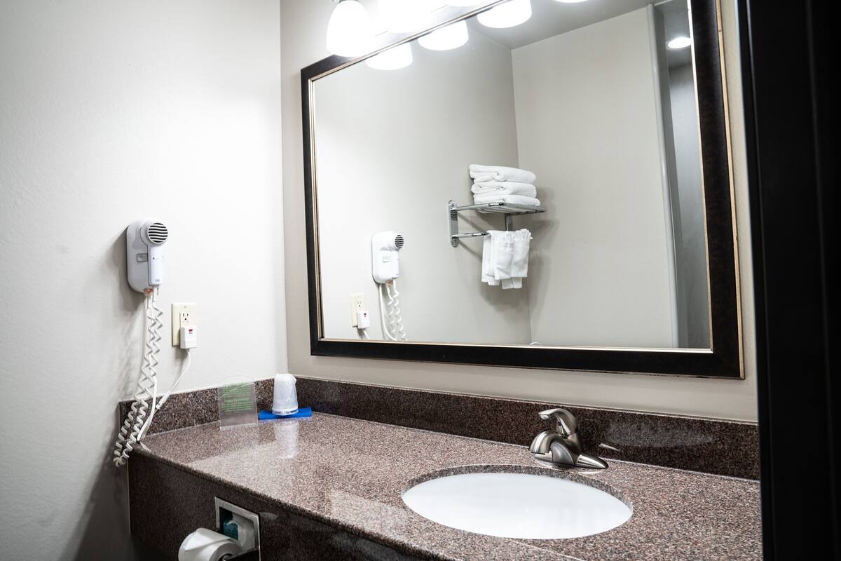 free toiletries, hair dryer, towels, soap