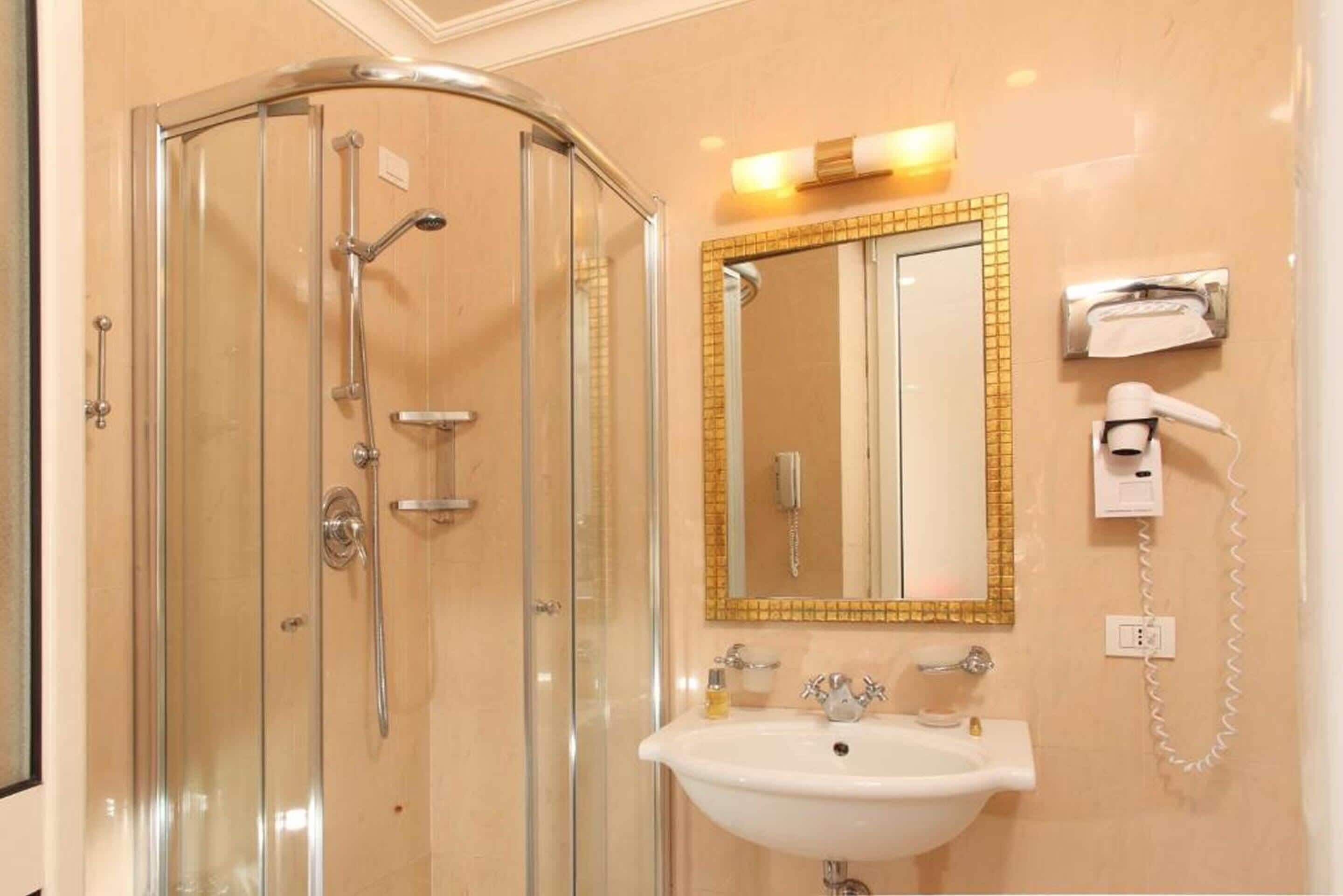 shower, hair dryer, slippers, bidet