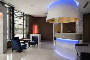 Hotel entrance and lobby at OPUS Hotel Vancouver